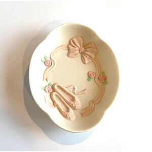 Vintage Floral Ballet Porcelain Trinket Dish, Hand-Painted Vanity Tray